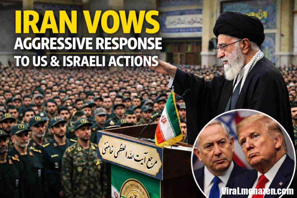 IRAN VOWS AGGRESSIVE RESPONSE TO U.S. & ISRAELI ACTIONS..