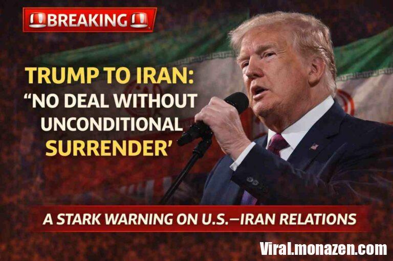 Trump Signals Hard Line on Iran: “No Deal Without Unconditional Surrender” Former U.S. President Donald Trump has once again thrust U.S.–Iran relations into the center of global debate after making striking remarks about the future of negotiations with Tehran. Speaking in a recent address that quickly circulated across international media and social platforms, Trump declared that there would be no agreement with Iran unless it agreed to what he described as “unconditional surrender.” The statement, widely shared by global news outlets and commentators, reflects the continuation of a tough posture toward the Islamic Republic that defined much of Trump’s foreign policy during his presidency. At the same time, Trump also suggested that the United States, working alongside allies and partners, could help stabilize Iran’s struggling economy if Tehran were willing to change course. The remarks present a dual message—pressure on one hand and the possibility of economic recovery on the other. For analysts and diplomats, the comments raise significant questions about the future direction of U.S. policy toward Iran and the broader geopolitical implications for the Middle East. A Hardline Message Trump’s statement was blunt. “There will be no agreement with Iran unless it is unconditional surrender,” he said, according to translated remarks circulating in international media. The phrase echoes language historically associated with wartime diplomacy and complete capitulation by an adversary. In modern international negotiations, such wording is rarely used, which is why the statement quickly gained attention. Supporters interpret the message as a demonstration of strength and clarity in foreign policy. Critics, however, argue that such language may complicate diplomatic efforts aimed at reducing tensions between Washington and Tehran. The Context: Years of U.S.–Iran Tension Relations between the United States and Iran have been strained for decades. The conflict dates back to the 1979 Iranian Revolution, when Iran’s new government severed ties with Washington and seized the U.S. embassy in Tehran during a hostage crisis that lasted 444 days. Since then, relations have been marked by sanctions, regional conflicts, and ongoing disputes over Iran’s nuclear program. One of the most significant diplomatic efforts occurred in 2015 with the Joint Comprehensive Plan of Action (JCPOA)—commonly known as the Iran nuclear deal. Under the agreement, Iran limited aspects of its nuclear program in exchange for sanctions relief. However, during his presidency, Trump withdrew the United States from the deal in 2018, arguing that it failed to address Iran’s missile program and regional influence. That decision set off a new phase of confrontation between Washington and Tehran. The “Maximum Pressure” Strategy Trump’s administration implemented what became known as the “maximum pressure” campaign, imposing sweeping economic sanctions on Iran. The goal was to force Iran back to the negotiating table under stricter conditions. Sanctions targeted Iran’s oil exports, banking sector, and access to international markets. The economic consequences were severe. Iran’s currency lost significant value, inflation surged, and the country’s economy contracted. Supporters of the policy argued that economic pressure was necessary to curb Iran’s nuclear ambitions and regional activities. Opponents warned that sanctions could increase instability while making diplomatic compromise more difficult. A Promise of Economic Recovery Despite the strong rhetoric, Trump’s recent remarks also included a notable suggestion: the United States could work with allies to help revive Iran’s economy if Tehran agreed to certain conditions. According to the statement circulating online, America would collaborate with partners to help pull Iran back from economic collapse and support its recovery. This dual approach—combining pressure with the possibility of economic relief—is a familiar strategy in international diplomacy. It mirrors similar approaches used in negotiations with other nations where sanctions and incentives are deployed simultaneously. Analysts say this approach is designed to create leverage while still leaving room for negotiation. Reactions from Analysts Political observers and foreign policy experts quickly weighed in on the statement. Some analysts argue that the language of “unconditional surrender” may be more symbolic than literal. In international politics, strong language is often used to signal determination to domestic audiences and political allies. Others warn that rhetoric can shape diplomatic realities. “Words matter in diplomacy,” said one foreign policy researcher. “When leaders frame negotiations in terms of surrender, it can harden positions on both sides.” Still, some experts note that negotiations often begin with extreme positions before evolving into compromise. The Regional Stakes Any shift in U.S.–Iran relations carries significant consequences for the Middle East. Iran plays a major role in regional politics through alliances and proxy groups across countries such as Iraq, Syria, Lebanon, and Yemen. Tensions between Iran and its regional rivals—particularly Israel and Saudi Arabia—have shaped much of the region’s security landscape. The United States has long positioned itself as a key security partner for several of these nations. As a result, American policy toward Iran affects not only bilateral relations but also broader regional stability. Economic Pressures Inside Iran Iran’s economy has struggled under years of sanctions and internal economic challenges. Oil exports, once the backbone of the country’s economy, have faced restrictions due to U.S. sanctions. At the same time, domestic issues such as inflation, unemployment, and currency volatility have created pressure inside the country. These economic realities have often influenced Iran’s willingness—or unwillingness—to engage in negotiations with Western governments. Some analysts believe economic hardship could eventually push Tehran toward diplomatic engagement. Others argue that pressure alone rarely produces sustainable agreements. Political Implications in the United States Trump’s remarks also carry political significance within the United States. Foreign policy toward Iran has long been a contentious issue in American politics. Republican leaders have generally supported tougher sanctions and a more confrontational approach. Many Democrats, while also critical of Iran’s policies, have favored diplomatic agreements such as the nuclear deal. As debates continue over the future direction of U.S. foreign policy, statements like Trump’s highlight the ideological differences shaping American strategy abroad. Diplomacy or Confrontation? Ultimately, the future of U.S.–Iran relations remains uncertain. Diplomacy has historically moved in cycles—periods of tension followed by attempts at negotiation. Whether Trump’s remarks represent a negotiating tactic, a firm policy stance, or a political message remains a matter of interpretation. For now, the statement has succeeded in one clear objective: placing Iran back at the center of global political discussion. A Complex Road Ahead International relations rarely unfold in simple or predictable ways. The relationship between the United States and Iran has been shaped by decades of mistrust, strategic rivalry, and competing visions for the Middle East. Trump’s latest comments reflect how deeply those tensions remain embedded in global politics. Whether the future holds confrontation, negotiation, or some mixture of both will depend on diplomatic decisions made in the months and years ahead. But one thing is certain: any shift in U.S.–Iran relations will carry consequences far beyond the borders of either country.